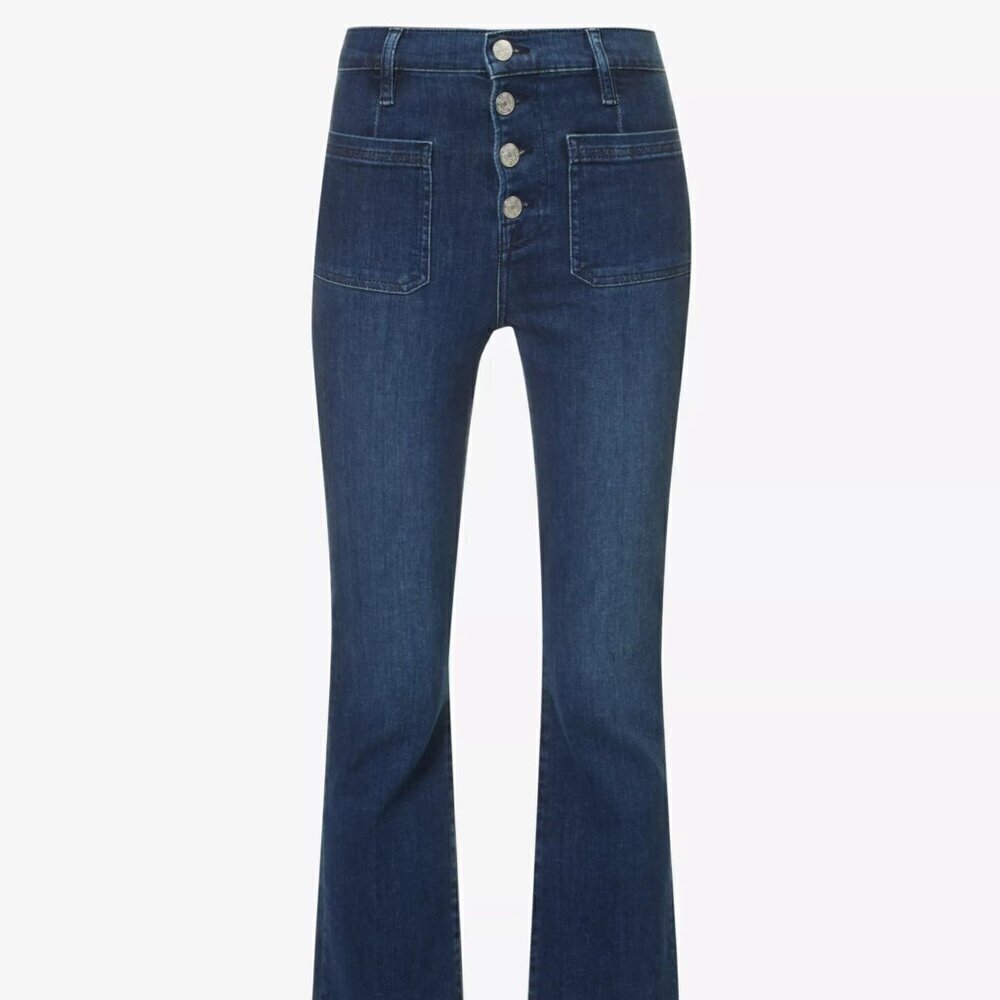 Frame Denim Dark Wash Le Bardot Crop Mid Rise Flare Size 34